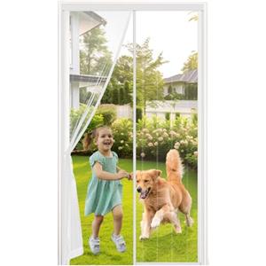 MYCARBON Zanzariera Magnetica Porta Finestra Doppia Adesione Magneti Potenti Tenda Magnetica Anti-Zanzare con Lacci Laterali(110x230 Bianco)