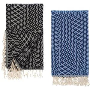 Tuiste Telo Mare, Asciugamani Mare Grande Antisabbia, Marca Asciugamani Spiaggia, 2 Pezzi Telo Mare Matrimoniale Spugna, Uomo E Donna Telo Cotone Mare, Telo Mare Fouta Sottile Da Viaggio, Blu,Nero)