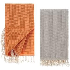 Tuiste Telo Mare Arancione - Grigio Chiaro, Asciugamani Mare Grande Antisabbia, Asciugamani Spiaggia, 2 Pezzi Telo Mare Spugna, Uomo E Donna Telo Cotone Mare, Telo Mare Sottile Da Viaggio, 100x180cm