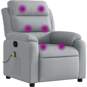 vidaXL Poltrona Massaggiante Reclinabile Grigio Chiaro in Tessuto