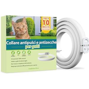 Asticers Collare Antiparassitario per Catti, Sicuro ed Efficace Antipulci Gatto, realizzato con Oli Essenziali Naturali, Adatto a Gatto di Piccola, Media e Grande Taglia, Efficace per 10 Mesi (48cm)