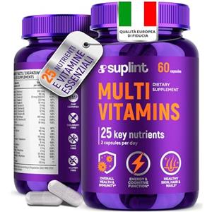 SUPLINT Multivitaminico Completo - 60 Capsule per 30 Giorni - Complesso di Vitamine A-Z e Minerali come Zinco e Biotina - Integratore Multivitaminico - Vitamine A, B, C, D, E, B6, B12, K (1 Pack)