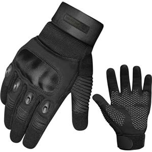 WESTWOOD FOX - Guanti da moto per uomo e donna, con dita piene e rigide, per touchscreen (L, ‎Nero)