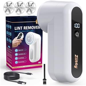 Ziitty Levapelucchi Elettrico, Viene Fornito con 3 Lame da 6 in Omaggio, Display LCD, Cavo di Ricarica Type-C, Piccola Spazzola, Adatto a Tutti i Tessuti,Grande Regalo di Famiglia per le Donne(Bianco)