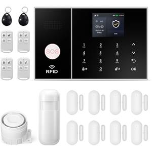 LWOHSI Sistema di Allarme Senza Fili, GSM Sistema Antifurto Completo con Sirena Allarme 120dB, Telecomando Intelligente, Display LCD, Invite vocale, Sicurezza per la casa, ufficio