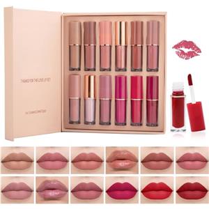 Lishang 12 Pezzi Set Lucidalabbra Liquido Rossetto Lunga Durata Tinta Labbra Lip Gloss Kit Rossetti Matte Opaco Labbra Rosso Brillantini Trousse Trucchi Bellezza Cofanetto Donna Ragazza Regalo