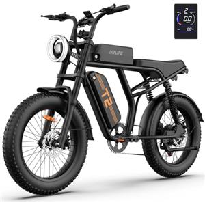 URLIFE Bicicletta Elettrica 20 * 4" Fat Tire Per Adulti, 7 Velocità Bici Elettrica da 48V 15.6Ah Batteria Rimovibile, Autonomia bis zu 120km E-bike Per Pendolari Urbani con Display LCD