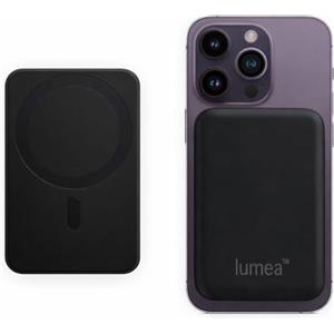 lumea PowerBank per Magsafe - 5000 mAh Bianco o Nero Power Bank Magnetico Caricatore Wireless Portatile Ricarica Rapida - Batteria Esterna per iPhone 17 16 15 14 13 12 Mini Pro Max (Nero)
