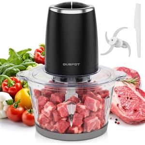 OUSFOT Tritatutto da Cucina Elettrico, 2L tritatutto 500W Frullatore Tritatutto Multifunzione con Ciotola di Vetro per Verdure, Frutta, Carne, Cucina
