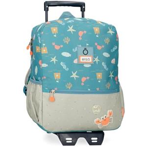 Enso Mr Crab, zaino per bambini, zaino scolastico, in poliestere, doppie ruote girevoli multidirezionali, molteplici possibilità di utilizzo., blu, 25 x 32 x 12 cm, Zaino 33 + trolley