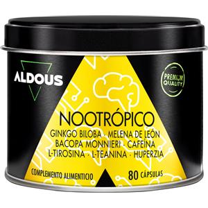 Aldous Bio Nootropico - 80 Capsule Vegetali con Ginkgo Biloba, Bacopa Monnieri e L-Tirosina per Concentrazione, Memoria ed Energia