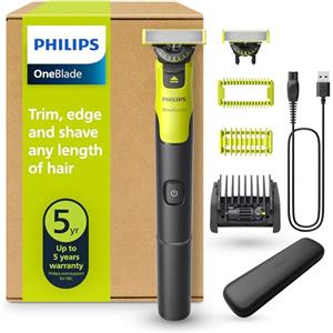 Philips OneBlade 360 Autentico Collegato Rasoio elettrico per viso e corpo, regolabarba e spazzola, lama 360 e originale, pettine regolabile 5in1, kit per il corpo, custodia da viaggio, QP4631/65
