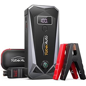 YaberAuto Avviatore Batteria Auto, 8000A 26800mAh Booster Avviamento per Tutto Benzina e 10L Diesel Motori, Avviatore Emergenza per Auto/Moto Portatile con Display LCD e Torcia LED