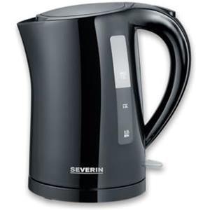 SEVERIN WK 3498 Bollitore per acqua 2200 W in plastica e metallo, Teiera elettrica con capacità di 1,5 litri, Bollitore acqua elettrico con indicatore del livello dell'acqua, Nero