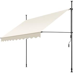 tectake® Tenda da Sole a Morsetto con Manovella, Altezza e Inclinazione Regolabile, Telo Impermeabile e Resistente ai Raggi UV, Ideale per Balcone e Terrazzo, 250x180cm - Beige