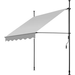 tectake® Tenda da Sole a Morsetto con Manovella, Altezza e Inclinazione Regolabile, Telo Impermeabile e Resistente ai Raggi UV, Ideale per Balcone e Terrazzo, 150x180cm - Grigio Chiaro