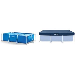 Intex 28272NP - Piscina Fuori Terra Rectangular Frame Rettangolare, 3834 L, Acciaio e PVC, Blu, 300x200x75 cm & Couvertures de piscine Intex Rectangulaire (300 x 200 cm)