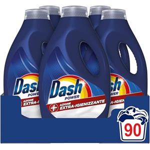 Dash Power Detersivo Liquido Lavatrice, 90 Lavaggi (18x5), Azione Extra-Igienizzante, Contro Sporco E Batteri, Efficace Anche A Freddo E In Cicli Brevi