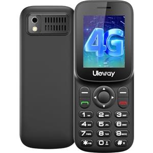 uleway 4G Telefono Cellulare per Anziani, Doppia Sim Telefoni Cellulari Portatile Compatto | Facile da Usare | LCD da 1,77 pollici,Telefonino con Tasti,USB-C, Chiamata Rapida, Radio FM, Torcia-Nero