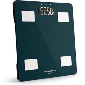 Rowenta Body Up 2.0, Bilancia con Schermo LED Facile da Leggere, Capacità 180 kg, Riconoscimento Automatico, Design Elegante, AutoAccensione e Spegnimento Automatico, Colore Trust Metal, BR2600