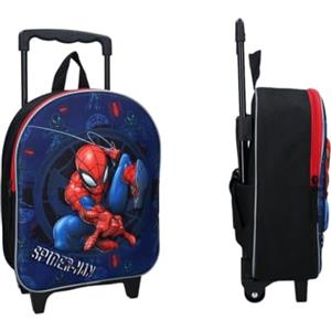 mybagstory - Zaino 3D con ruote Spiderman blu per bambini - Trolley - Bambino - Scuola - Scuola - Scuola - Scuola - Scuola - Scuola - Bambino - Taglia 32 cm - Spalline regolabili - Ruote - Idea Regalo