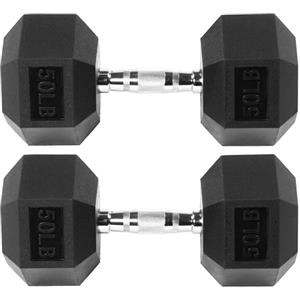 Fitvids Signature Fitness Manubri esagonali rivestiti in gomma, coppia da 22,7 kg