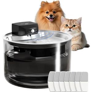 Oskuglin Fontanella per Gatti Senza Fili con Sensore di Movimento, 3L con Batteria Ricaricabile 3000mAh, Fontana Acqua Automatica e Silenziosa per Gatti e Cani di Piccola Taglia con 7 Filtri e Vassoio