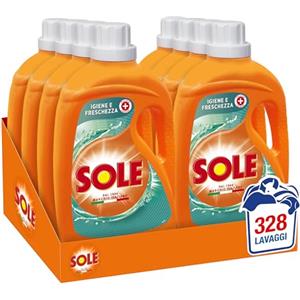 Sole Detersivo Lavatrice Liquido Igiene e Freschezza 328 Lavaggi, Formula Igienizzante, 8 Confezioni da 41 Lavaggi