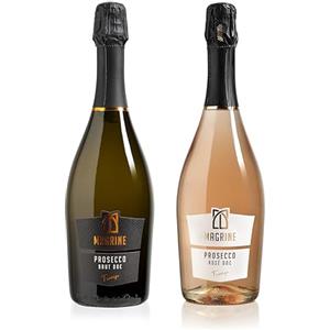 Magrine | Prosecco DOC Brut + Rosé "La Selezione per Veri Intenditori" Vino Spumante Italiano Metodo Martinotti Prosecco DOC di Treviso da Uve Glera Confezione da 2 Bottiglie da 750 mL