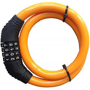 QSPORTPEAK Lucchetto Cavo per Biciclette, Hannuo sicurezza serratura a combinazione cavo ritorto metallo 4 Cifra 2 piedi x 1/2-inch biciclette triciclo scooter con il sacchetto libero(Orange)