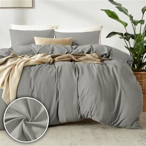 puredown 1PCS Copripiumino Singolo 135x200cm+ 1PCS Federe in Microfibra 50x80cm, Set di Copripiumino Monocromatica per Letto Singolo, Traspirante, Morbida, Oeko-Tex, Talpa