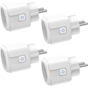 FAYIBUY Presa Intelligente WiFi, 4 Pezzi Presa Smart Alexa 16A 3680W, Presa WiFi con Monitoraggio Energia e Timer, Controllo Tramite App e Comando Vocale, Compatibile con Alexa e Google Home