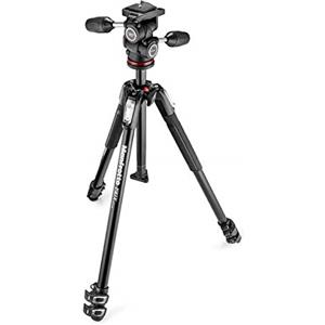 Manfrotto MK190X3-3W Kit Treppiede i Alluminio a 3 Sezioni con Testa Foto/Video Fluida 3-Vie, Nero/Antracite, per Fotocamera Mirrorless, DSLR