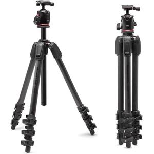 Manfrotto 055XPRO AS, Treppiede Fotocamera 4 Sezioni, Fibra di Carbonio, Kit-Foto Testa a Sfera XPRO, Colonna 90 gradi, Carico max 15kg, Piastra Arca-Swiss, per DSLR/Mirrorless, Cavalletto Fotografico