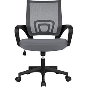 Soberine Sedia da Ufficio Scrivania con Rotelle Girevoli e Braccioli Ergonomica Lombare e con Altezza Regolabile Imbottita e Rete Traspirante Portata 136 kg Grigio Scuro