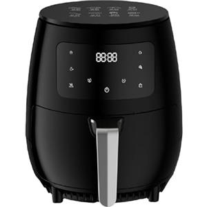 SMART-J Friggitrice ad Aria 4.8L 1400W, Touch Display, Temperatura 0-200°C, Cestello Antiaderente, Griglia e Ricettario - Ideale per Pollo, Patatine, Pesce, Pizza, Carne e Dolci