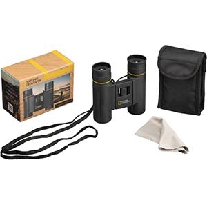 National Geographic Binocolo Tascabile 10x25 - Compatto, Gommato, con Conchiglie Pieghevoli e Borsa per il Trasporto