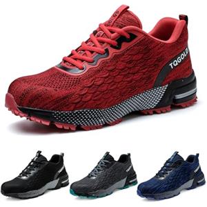 TQGOLD Scarpe Antinfortunistiche Uomo Donna Scarpe da Ginnastica Leggere Antiperforazione Punta in Acciaio Comode Scarpe Sicurezza (Taglia 48EU/Rosso)