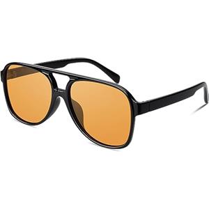 GQUEEN Occhiali da Sole da Donna Uomo Polarizzati Aviatore Quadrati Grandi Retro Vintage 70s Stile UV Protezione