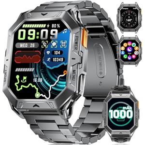 LIGE Smartwatch Uomo Militare, 1000mAh Batteria, Bussola, Altitudine, Barometro,100+ Modalità Sportive,24H Monitoraggio,2.13" AMOLED Orologio Smartwatch con Chiamate Bluetooth,10ATM Étanche per Android iOS