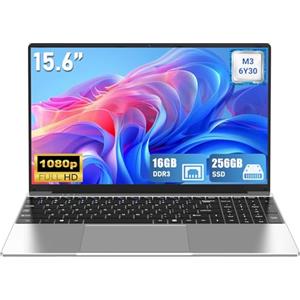 FUNYET Computer portatile, 2026 Laptop da 15,6 Pollici, Portatile Core M3 6Y30,16 GB RAM 256 GB SSD, IPS FHD 1920 x 1080 Notebook Laptop, 180°Chiusura Aperta, 5000 mAh, WiFi5, Supports TF Cards
