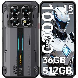 OUKITEL WP60 5G Rugged Smartphone 2026-7,2" HD+ 120Hz 36(12+24) GB RAM+512GB ROM/2TB Telefono Indistruttibile, 95dB 10000mAh(33W) 108MP+32MP Rugged Phone Android 15 Octa-Core/BT5.2/NFC/OTG/GPS Nero