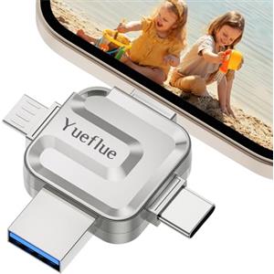 Yueflue 【Nessuna APP】 Yueflue Chiavetta USB 128 GB, Chiavetta USB per lphone per Memorizzare più immagini e Video. 4 in 1 Chiavette per lphone Metallic Cross Shaped, Memoria Esterna per i0S/Android/PC.