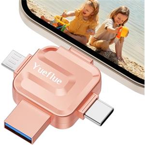 Yueflue Chiavetta USB 64GB per i0S/Android/PC, 4 in1 Chiavetta USB per Salvare più Foto e Video. Memoria Esterna lphone per Espandere lo Spazio di Archiviazione del Telefono,Senza APP.