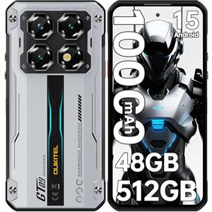 OUKITEL WP60 Telefono Indistruttibile 5G- 7,2"HD+ 120Hz, 48GB(16+32)RAM+512GB ROM/2TB Rugged Smartphone - 108MP+32MP, 95dB Altoparlante 10000mAh Android 15 Dual SIM 5G/BT5.2/NFC/OTG/IP68/GPS Argento