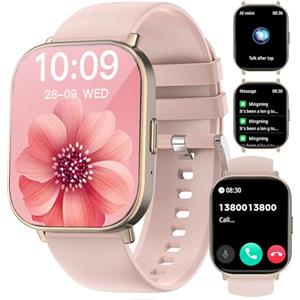 Fitoncloud Smartwatch Uomo Donna con Chiamate, 2,01" Orologio Fitness con Monitoraggio della SpO2/Sonno/Frequenza Cardiaca, 120+ Modalità Sportive, Impermeabile IP67 Smart Watch per iOS/Android, Rosa