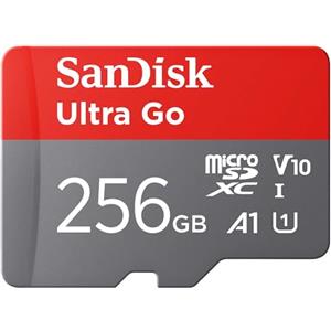 SanDisk 256GB Ultra Go scheda microSDXC + adattatore SD (per smartphones e Tablet Android, UHS-I, fino a 150 MB/s, Full HD Video, V10, con prestazioni app A1, Class 10, U1) per Amazon
