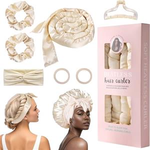 GeeRic 8pcs Bigodini Capelli Senza Calore,GeeRic Bigodino per Boccoli+Berretto+Fasce+Mollettone Capelli+Elastici Flessibile Boccoli Arricciacapelli a Capello Medi/Lunghi DIY Salone Strumento a Styling Sonno