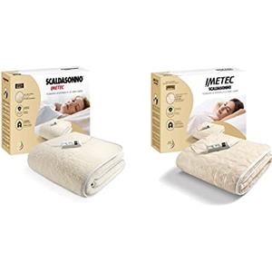 Imetec Scaldasonno Singolo 150x80 cm, 50% Lana e Merino, 2 Temperature & Scaldaletto Singolo, Comando 2 Temperature, Tessuto Trapuntato, Lavabile a Mano e in Lavatrice a 40 & deg; C, 150 x 80 cm