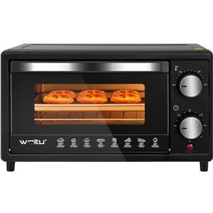 WOLTU Fornetto Elettrico 10L 800W, Forno per Pizza Elettrico, Mini Forno con Teglia, Griglia e Pinza, Temperatura tra 100-230oC, Timer 0-60 min, 800W, Nero